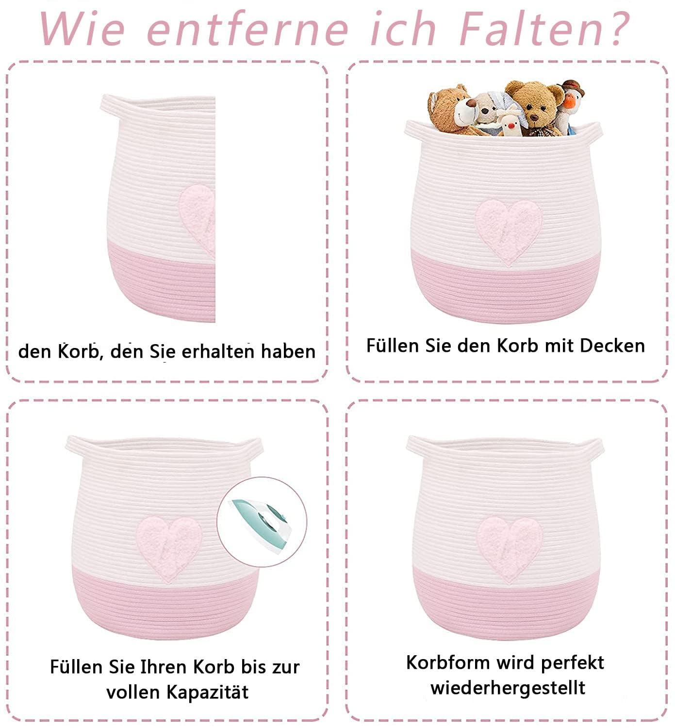 Alopini Großer Korb aus Baumwollseil, geflochtener Aufbewahrungskorb für Spielzeug, Wäsche und Deckenhalter  