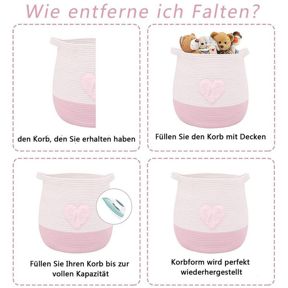 Alopini Großer Korb aus Baumwollseil, geflochtener Aufbewahrungskorb für Spielzeug, Wäsche und Deckenhalter  