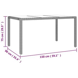 VidaXL Gartentisch mit glasplatte poly-rattan  