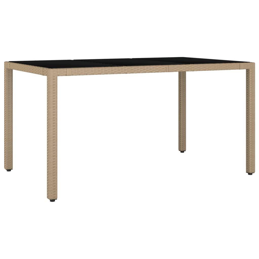 VidaXL Table de jardin avec dessus en verre rotin synthétique  