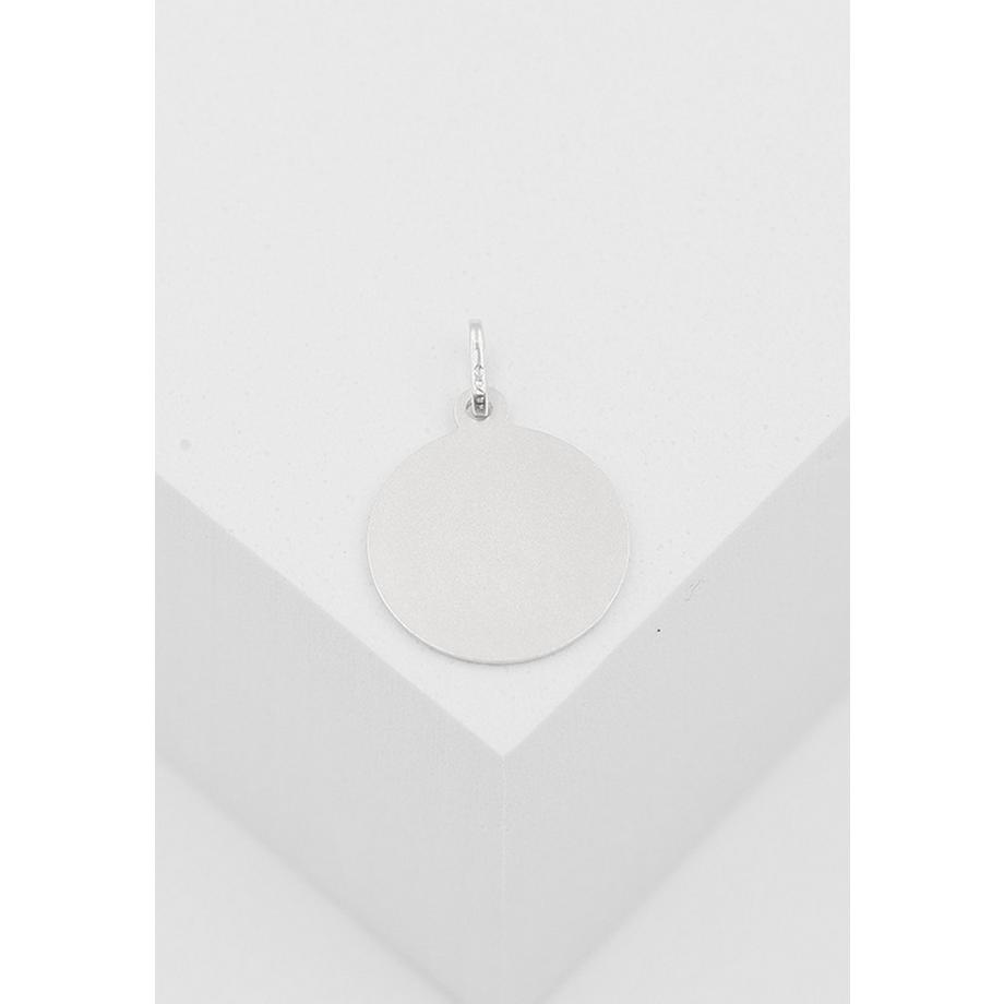 MUAU Schmuck  Pendentif médaille ange en or blanc 750, 14mm 