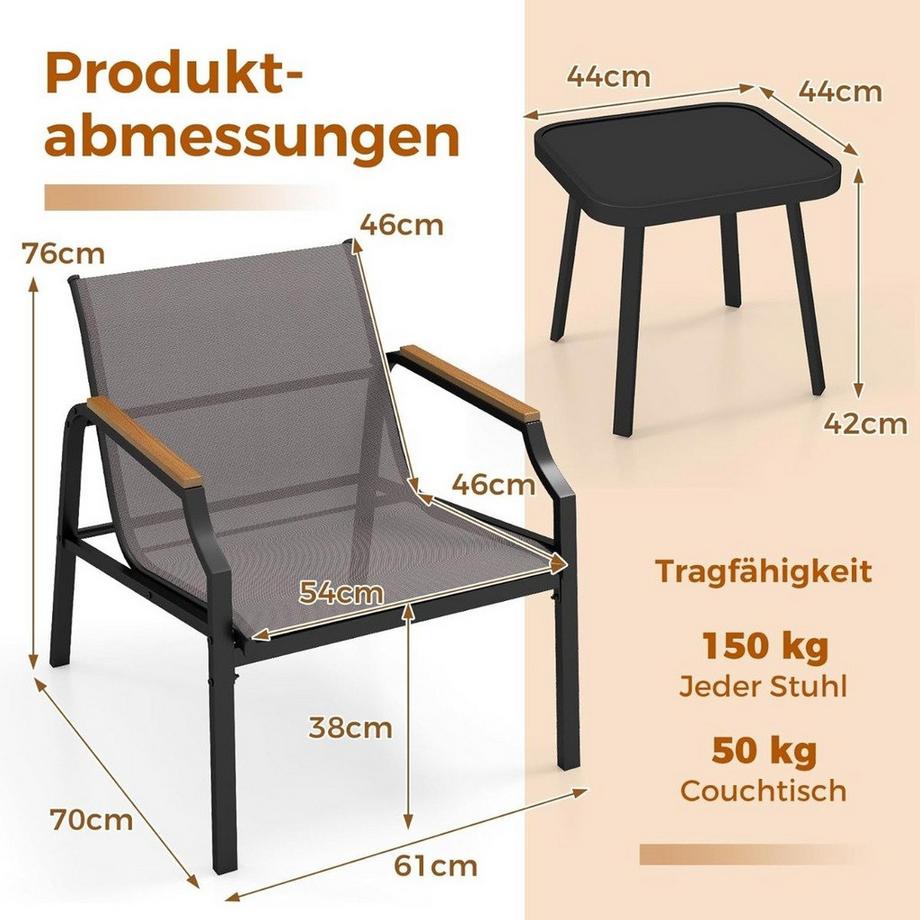 Northix Set da patio da 3 pezzi con tavolo  
