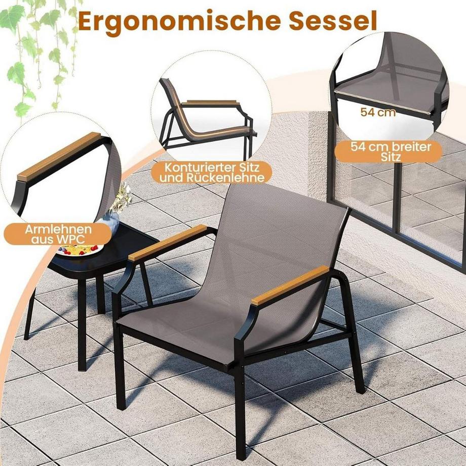 Northix Set da patio da 3 pezzi con tavolo  