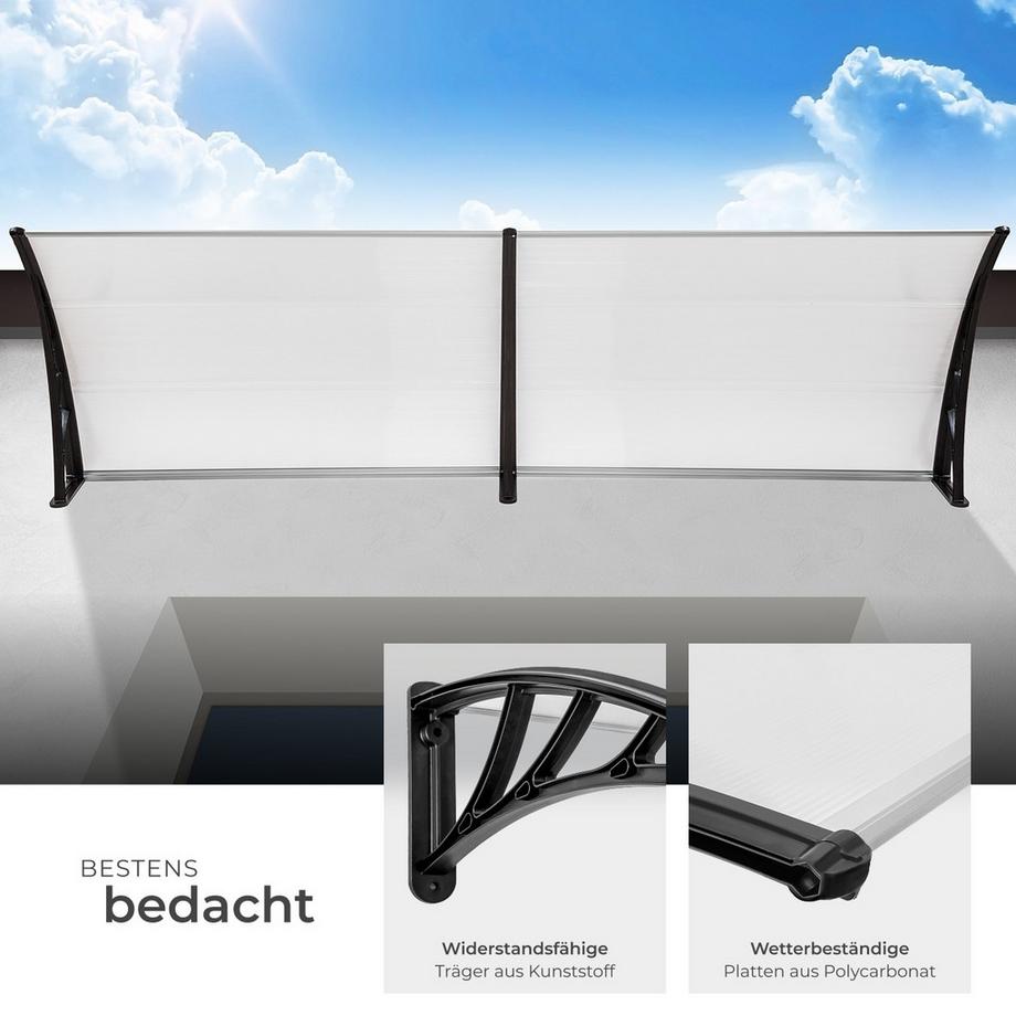 Tectake Auvent de porte Marquise  Design moderne en arcade  