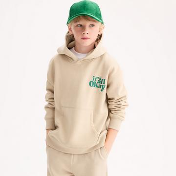 Kapuzen-Sweatshirt mit Message-Print aus Molton