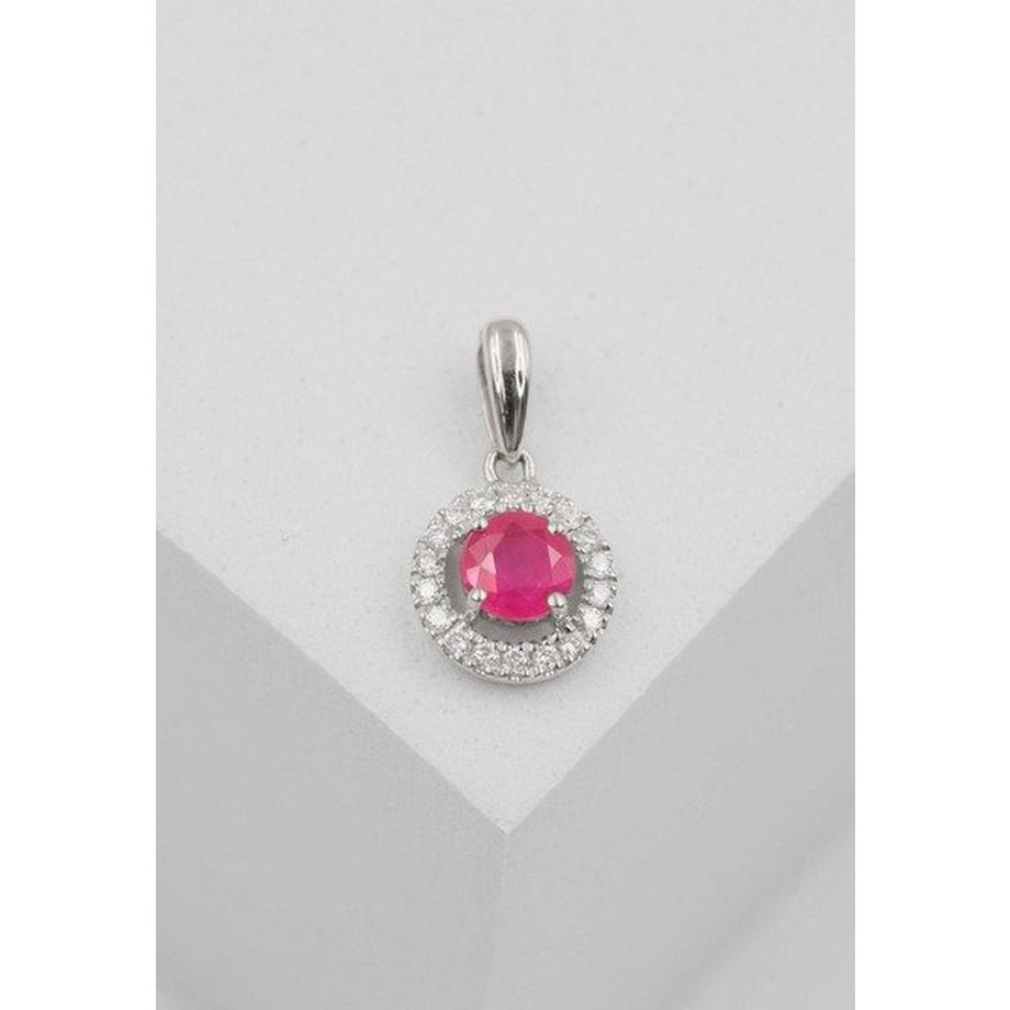 MUAU Schmuck  Anhänger Weissgold 750 Rubin 0.35ct. Brillanten 0.07ct. 