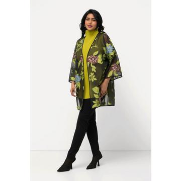 Chiffonjacke, florales Design, V-Ausschnitt, 3/4-Arm
