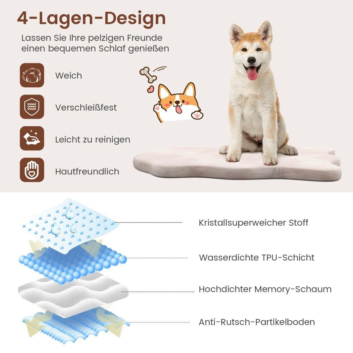 Northix  Cuccia ortopedica per cani di taglia grande con supporto in memory foam e rivestimento sfoderabile Beige 