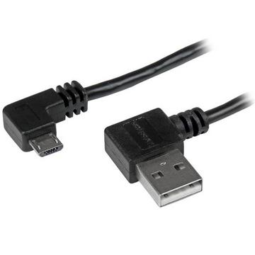 Câble USB A vers Micro B de 2 m avec connecteurs coudés à angle droit - M/M - Noir