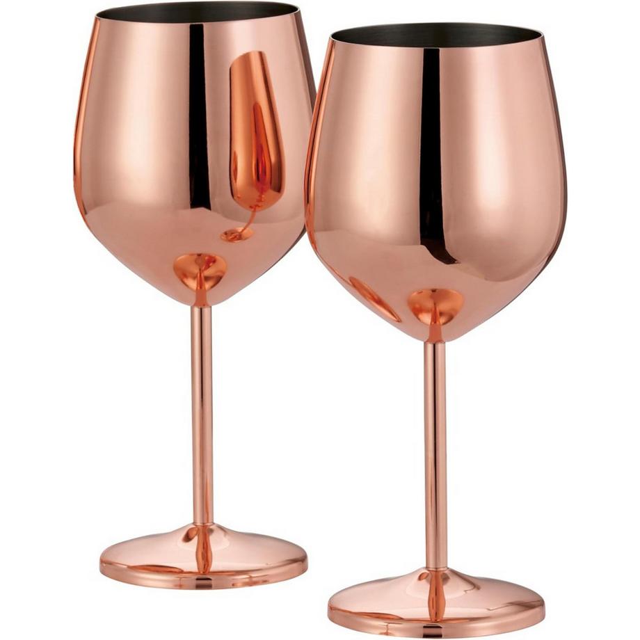 Oak & steel  Acier inoxydable Verres à vin or rose Set de 2 pièces 