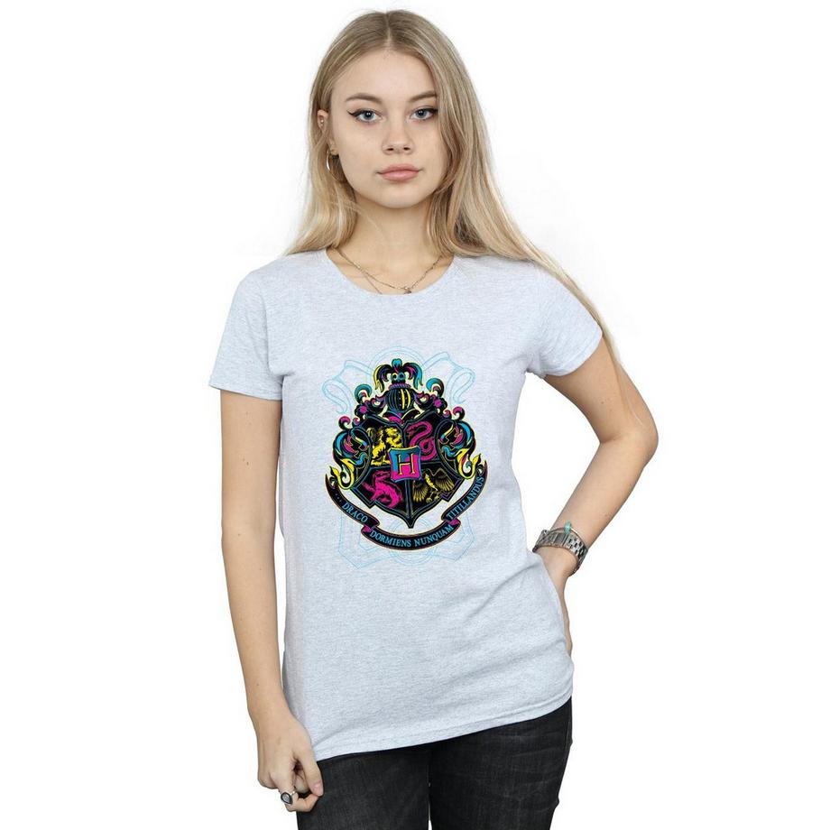 Harry Potter Blason Poudlard Néon Slim Fit T-Shirt  
