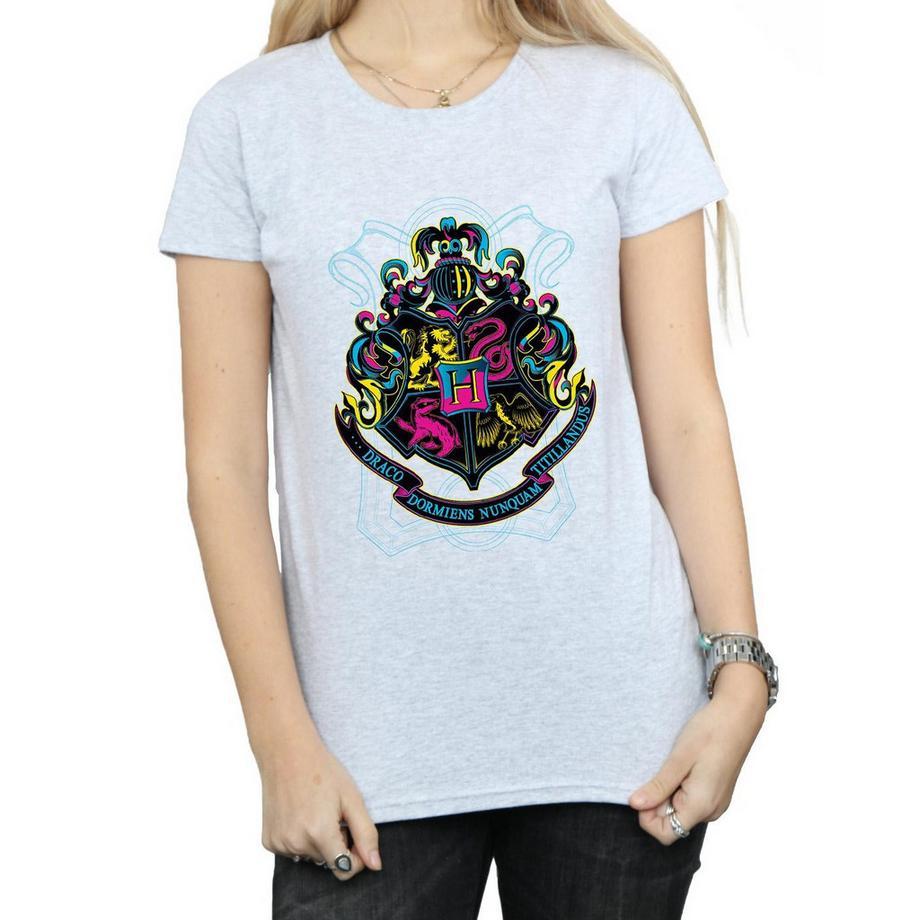 Harry Potter Blason Poudlard Néon Slim Fit T-Shirt  