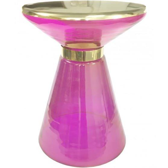 mutoni Table d'appoint Meriel verre lilas rond 36x36  