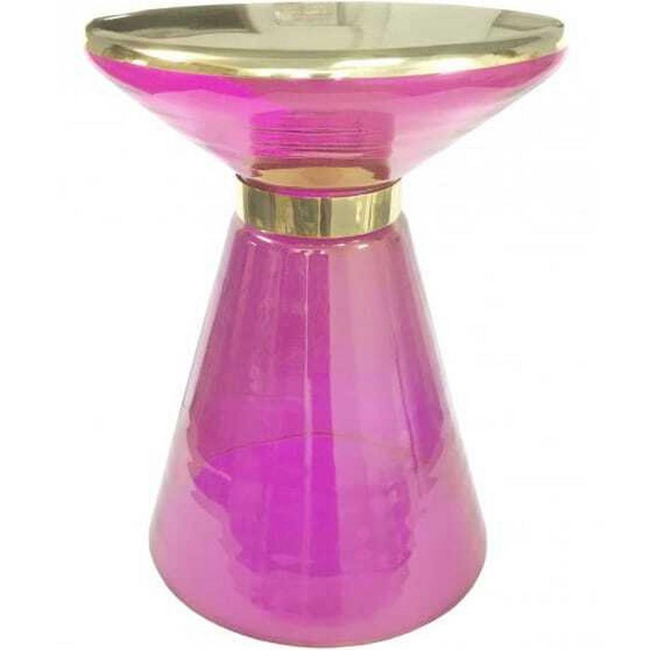 mutoni Table d&#039;appoint Meriel verre lilas rond 36x36  