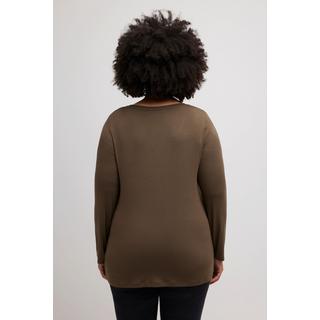 Ulla Popken  Shirt, Zierknoten, Classic, V-Ausschnitt, Langarm 