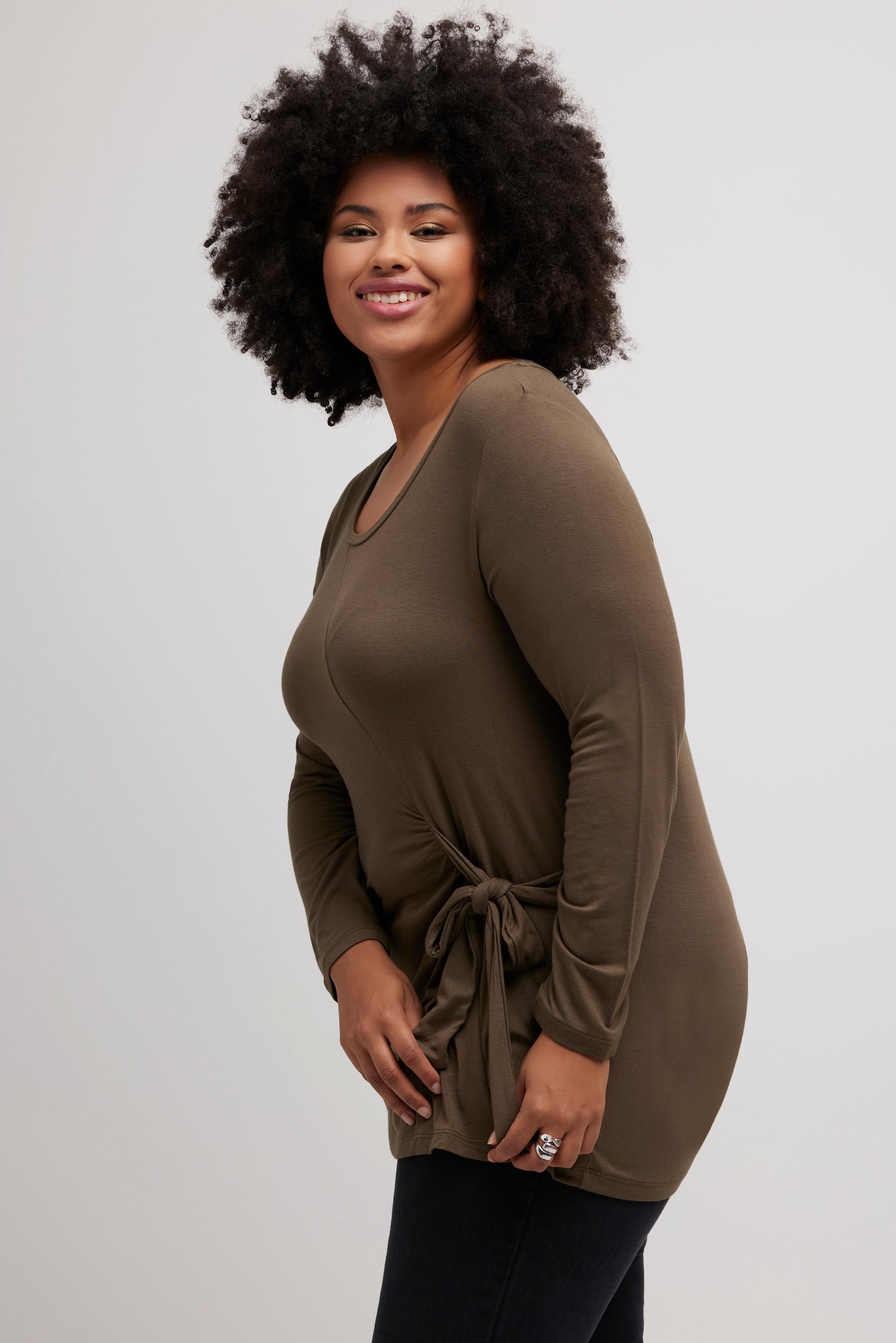 Ulla Popken Classic Langarmshirt mit Zierknoten  