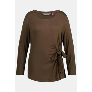 Ulla Popken  T-shirt, nœud fantaisie, classique, col en V, manches longues 