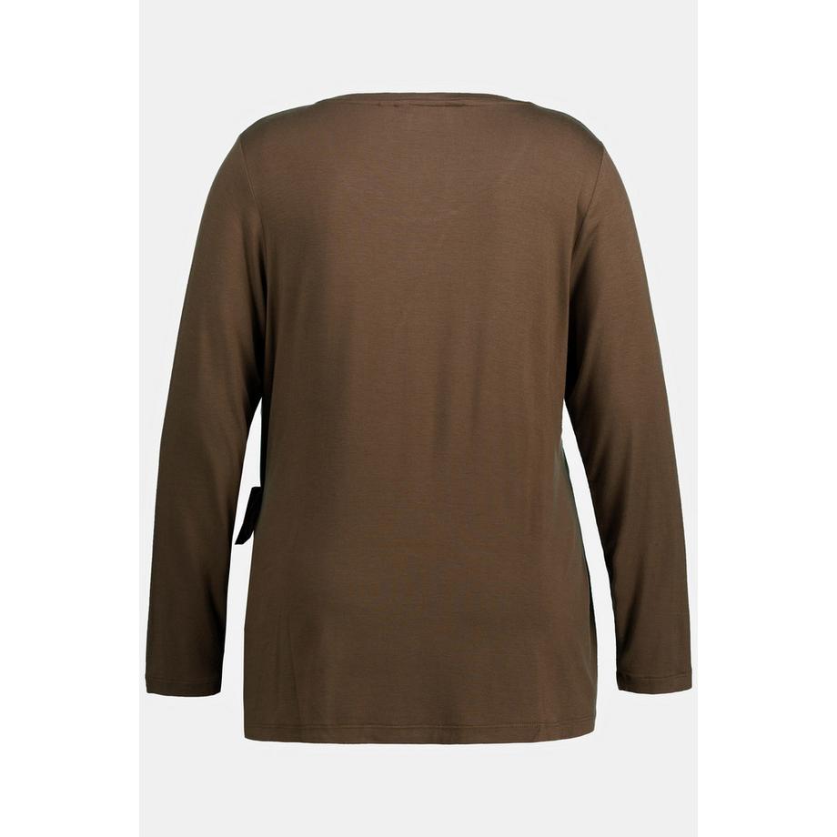 Ulla Popken Maglia Classica Maniche Lunghe con Nodo Decorativo  