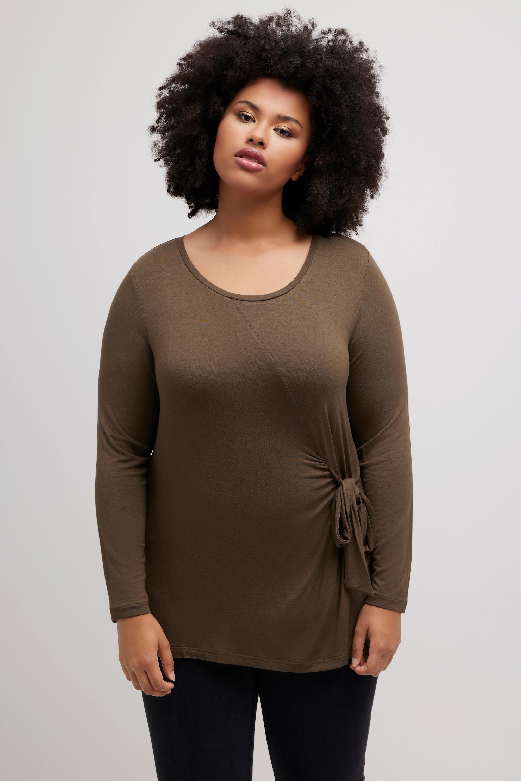 Ulla Popken Classic Langarmshirt mit Zierknoten  