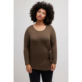 Ulla Popken  Shirt, Zierknoten, Classic, V-Ausschnitt, Langarm 