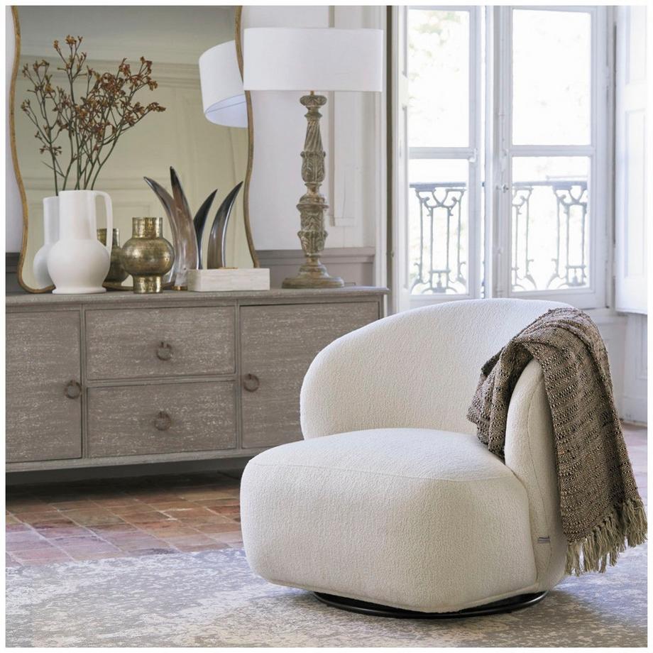 Blanc d'Ivoire Fauteuil Lisette Bouclé crème  