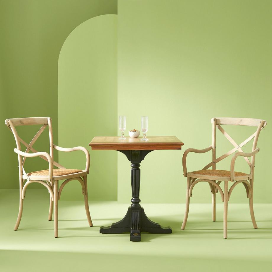 Calicosy Lotto di 2 poltrone bridge in legno massiccio e paglia di Vienna L62 cm - BISTROT  