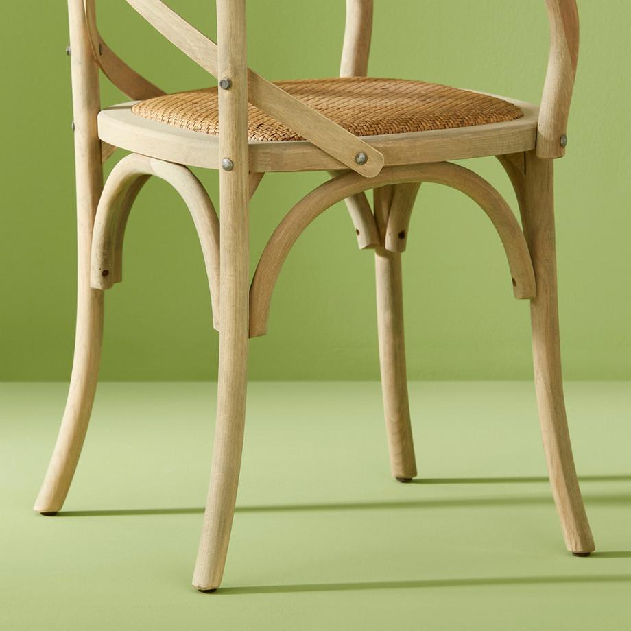 Calicosy Lotto di 2 poltrone bridge in legno massiccio e paglia di Vienna L62 cm - BISTROT  