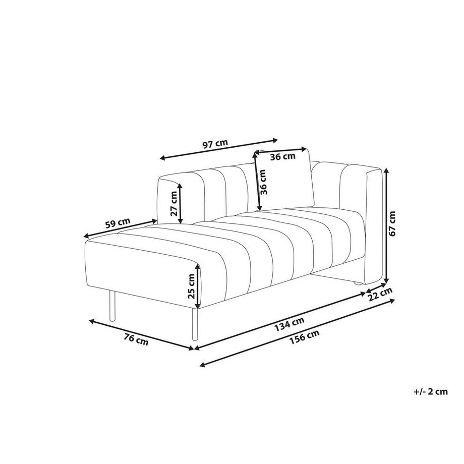 Beliani Chaise longue côté droit en Tissu Glamour LANNILS  
