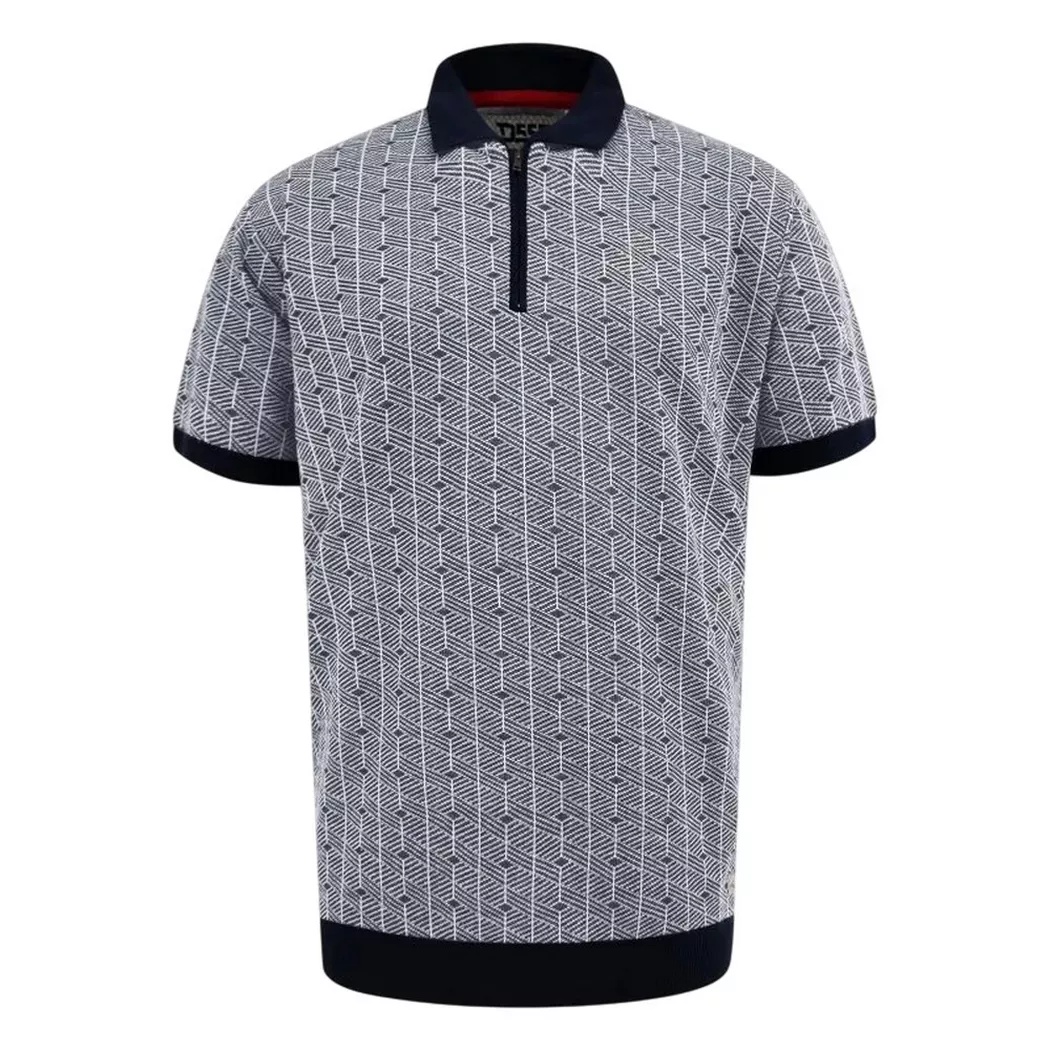 Duke - Perry D555 Poloshirt, Mit Kurzem Reißverschluss, Jacquard, Kingsize, 4XL, Marine