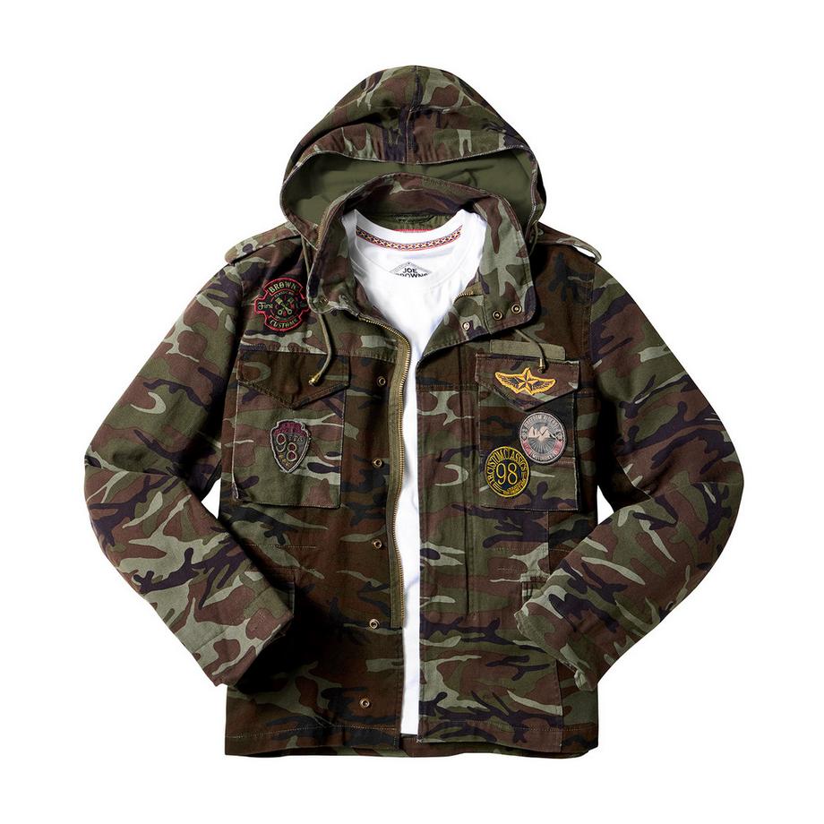 Joe Browns Tarnjacke Militärstil Trichterkragen  
