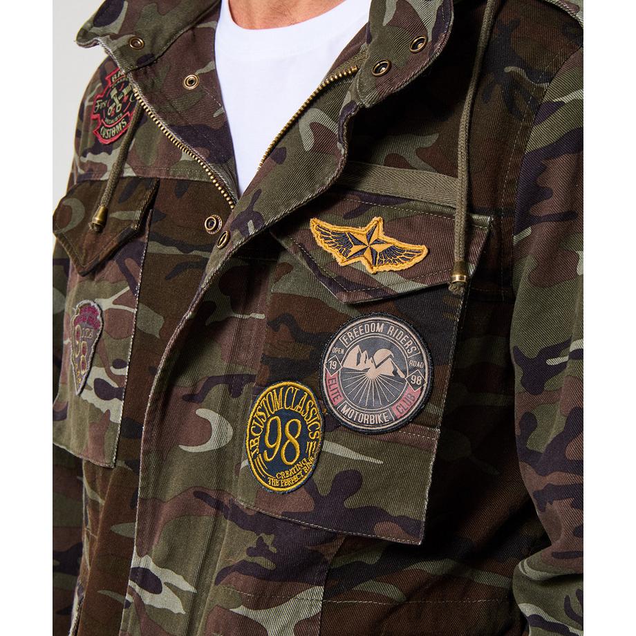 Joe Browns Tarnjacke Militärstil Trichterkragen  
