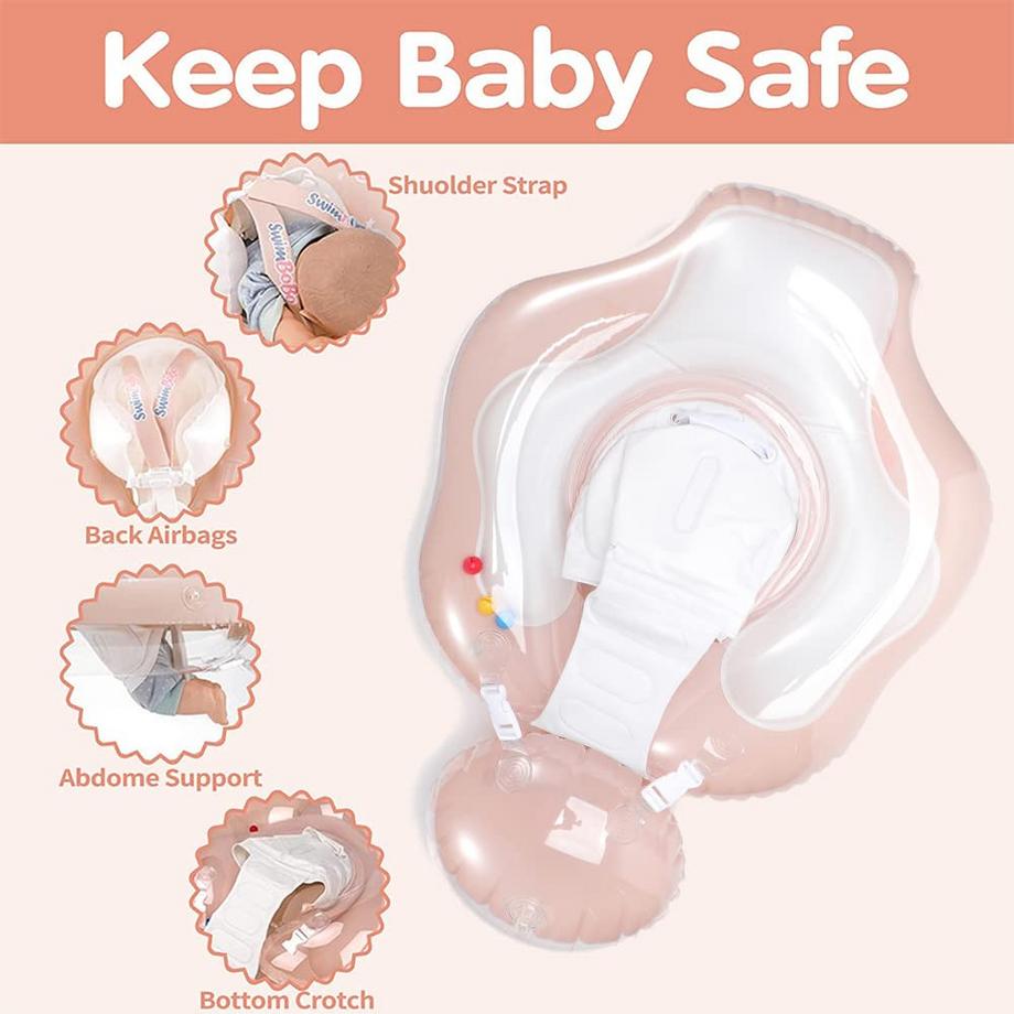 Activity-board  Babyschwimmring mit abnehmbarem Sonnendach, Schwimmhilfe mit verstellbaren Schultergurten, Schwimmtrainer, mit aufblasbarem Schwimmkörper 