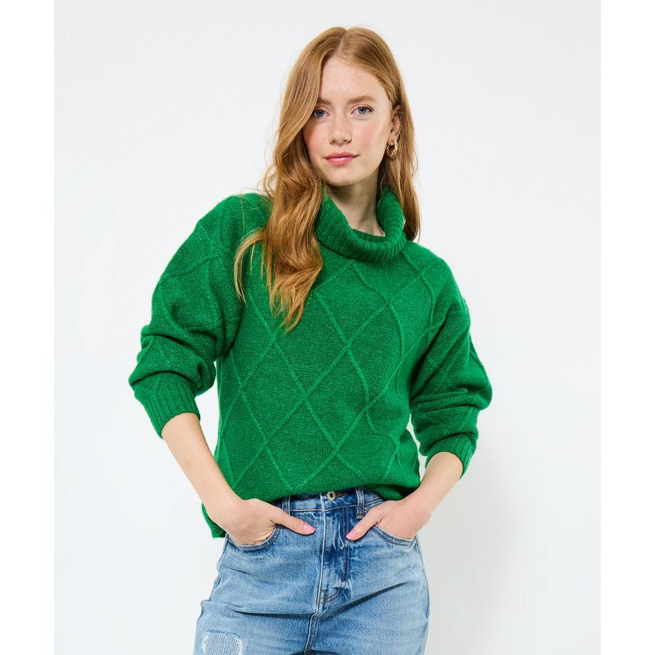 Klassischerer Rollkragenpullover mit Rautenmuster