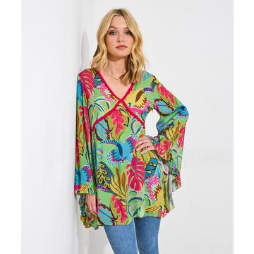 Langärmelige Tunika mit Tropenmuster