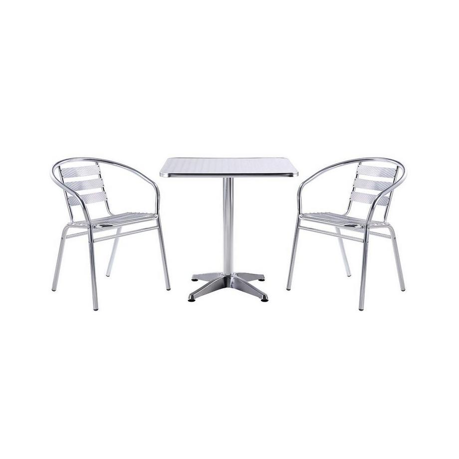 Vente-unique Garten Essgruppe Aluminium Tisch quadratisch + 2 Stühle MONTMARTRE  