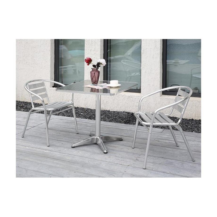 Vente-unique Garten Essgruppe Aluminium Tisch quadratisch + 2 Stühle MONTMARTRE  