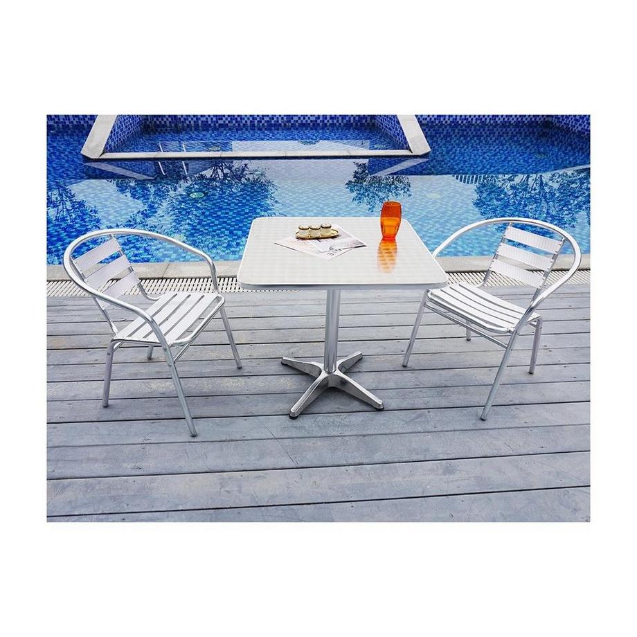 Garten Essgruppe Aluminium Tisch quadratisch + 2 Stühle MONTMARTRE