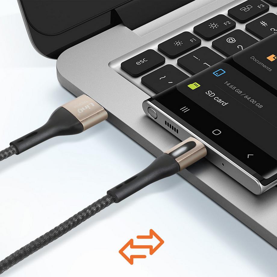 Avizar  USB / USB-C Kabel 1.2m Schwarz, LinQ 