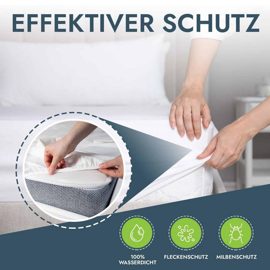 Mara Vital Matratzenschoner Wasserdicht ohne Knistern - Atmungsaktive Matratzenauflage Baumwolle mit Rundum-Gummi  