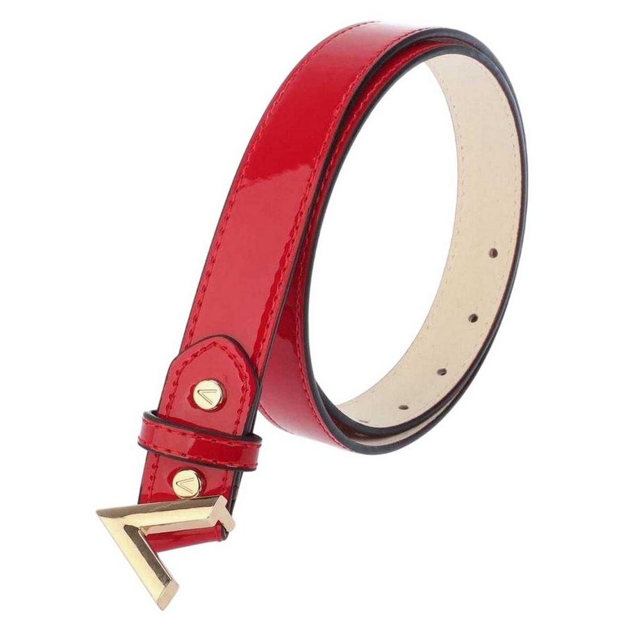 VALENTINO Ceinture en Cuir Verni avec Boucle V  