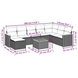 VidaXL Ensemble de canapés de jardin rotin synthétique  