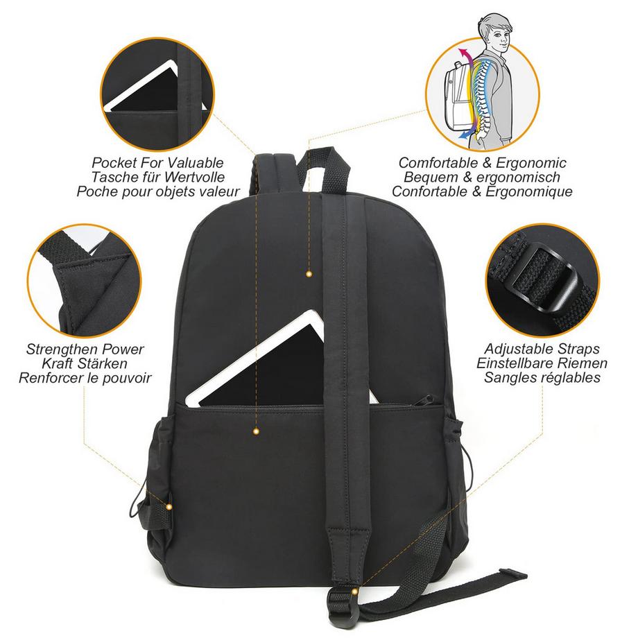 Only-bags.store Sac à dos scolaire adolescent avec compartiment pour ordinateur portable  