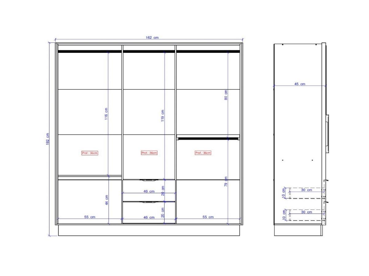 Vente-unique Armoire 6 portes et 2 tiroirs - L162 cm - Blanc - FEOVA  