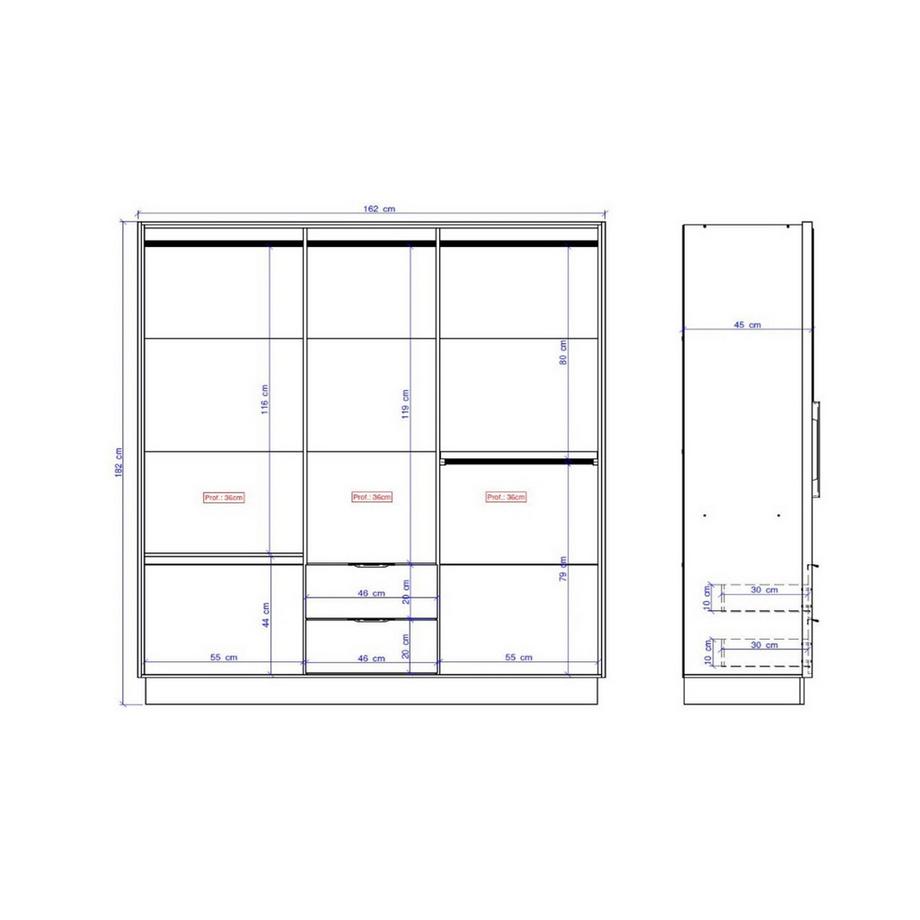 Vente-unique Armadio 6 ante e 2 cassetti L162 Bianco - FEOVA  