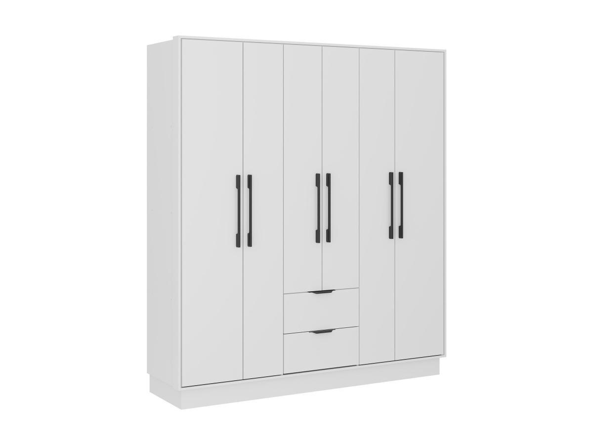 Vente-unique Armoire 6 portes et 2 tiroirs - L162 cm - Blanc - FEOVA  