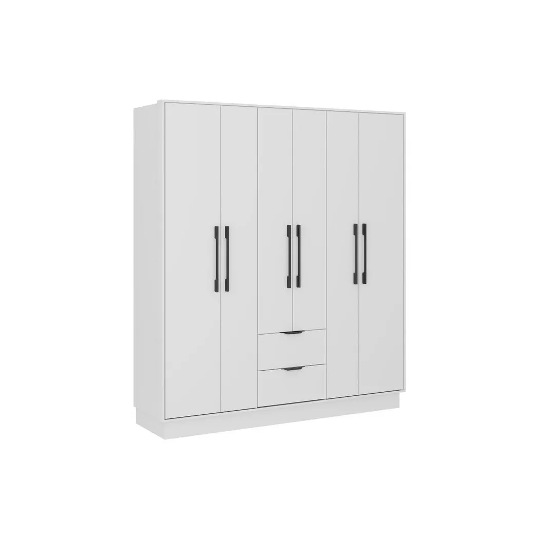 Vente-unique - Armoire 6 portes et 2 tiroirs - L162 cm - Blanc - feova