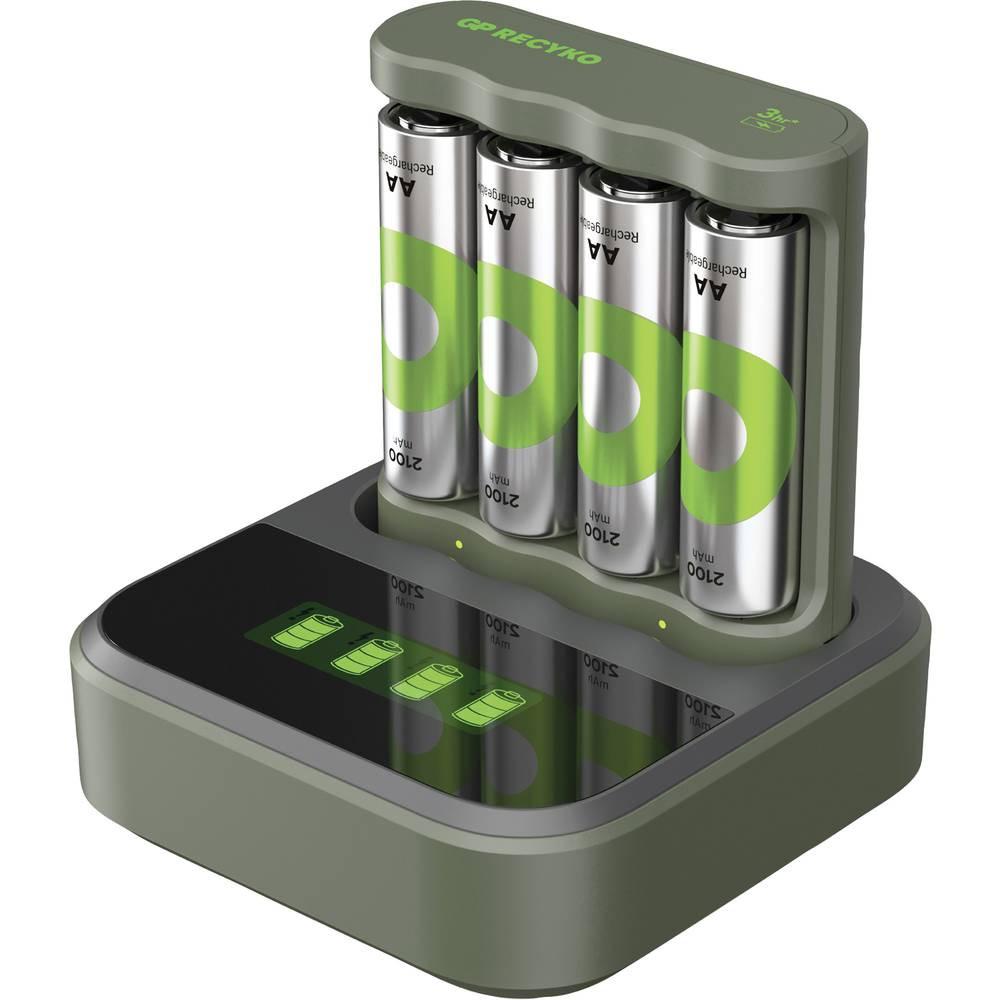 GP Batteries  USB-Modell Ladegerät GP B441, inkl.4 x RECYKO AA Akku 2100 mAh USB und USB Dockingstation 