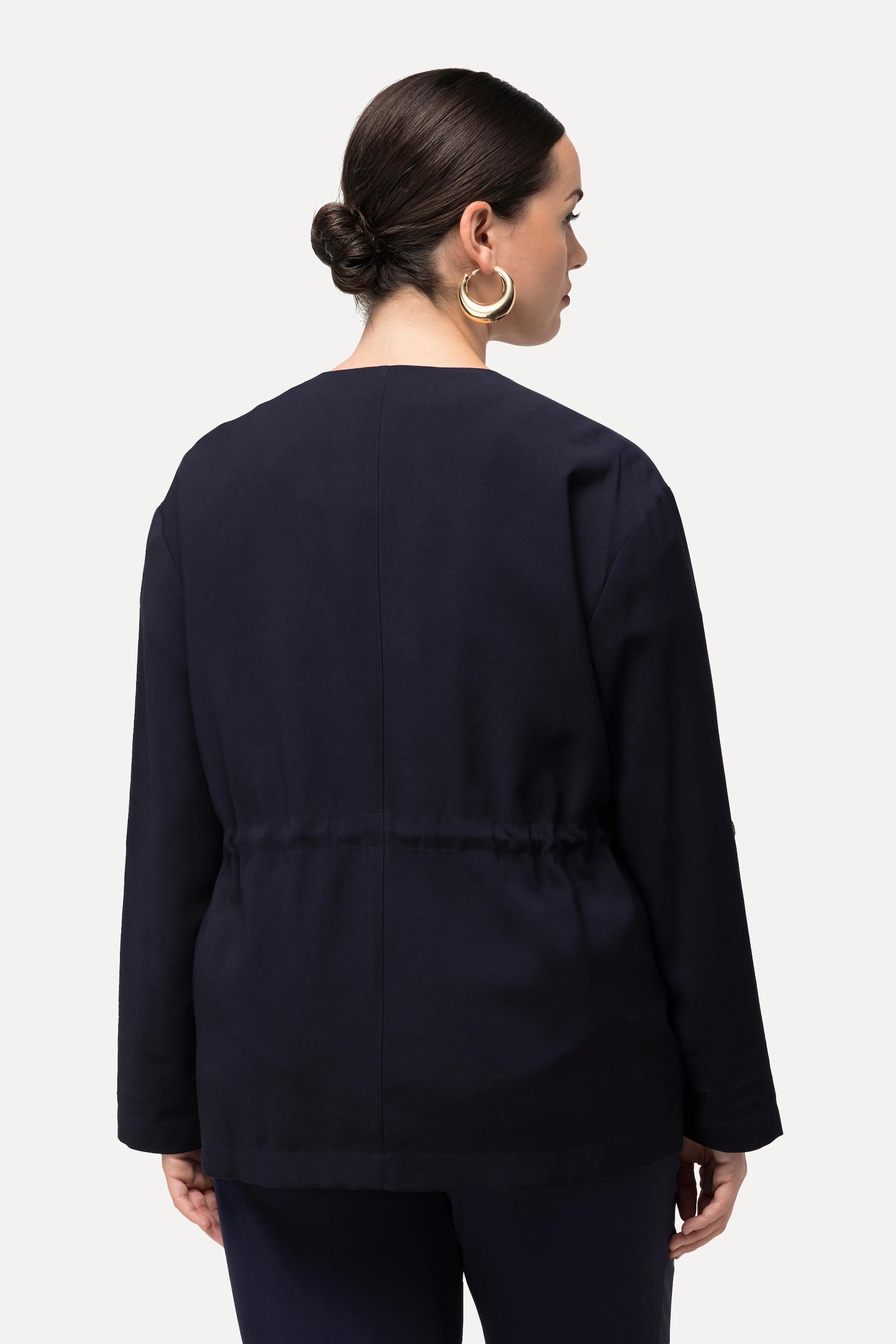 Ulla Popken Veste Cordon de Serrage Col Rond Manches 3/4  