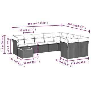 VidaXL set divano da giardino Polirattan  