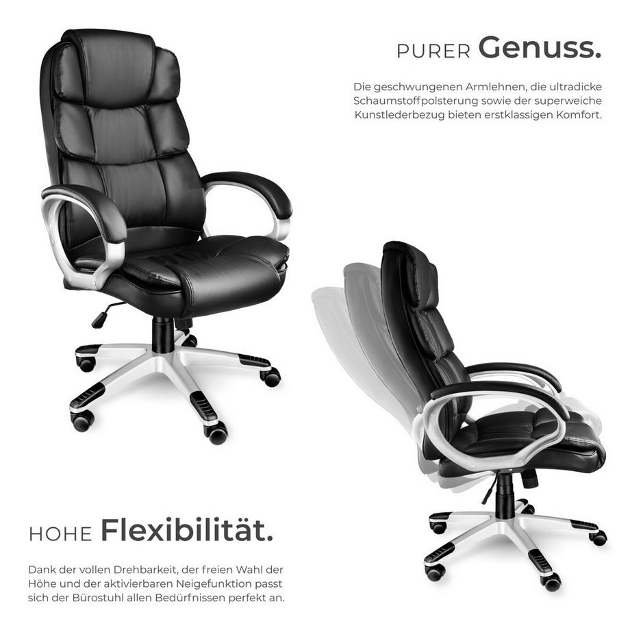 Tectake Bürostuhl Jonas 360° drehbar und stufenlos höhenverstellbar mit gepolsterten Armlehnen  